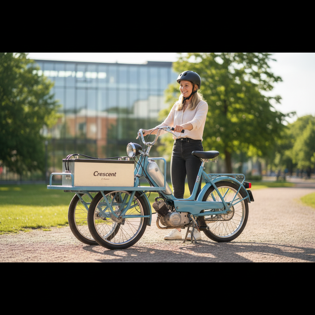 Barbros mintgröna flakmoped sprider tyst blomsterglädje i Mariestad