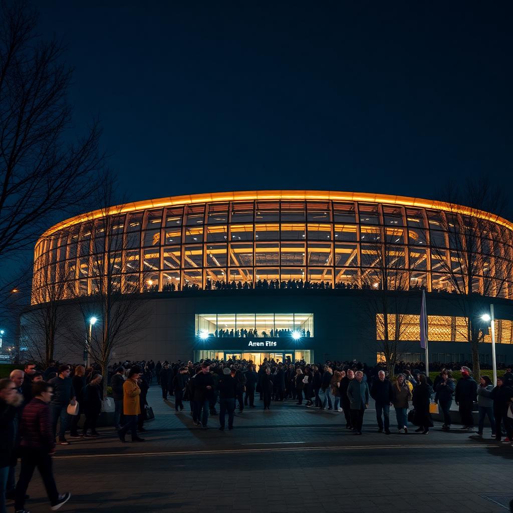 Publik samlas utanför Scandinavium en klar höstkväll