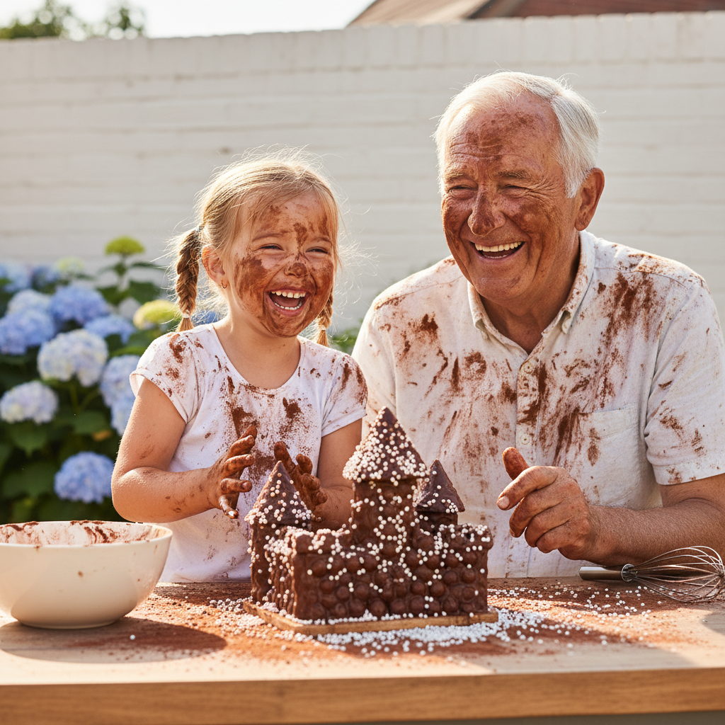 Chokladbollsbygget i Karlshamn: Lilly, 4, och morfar Göte skapade sommarens gladaste slott