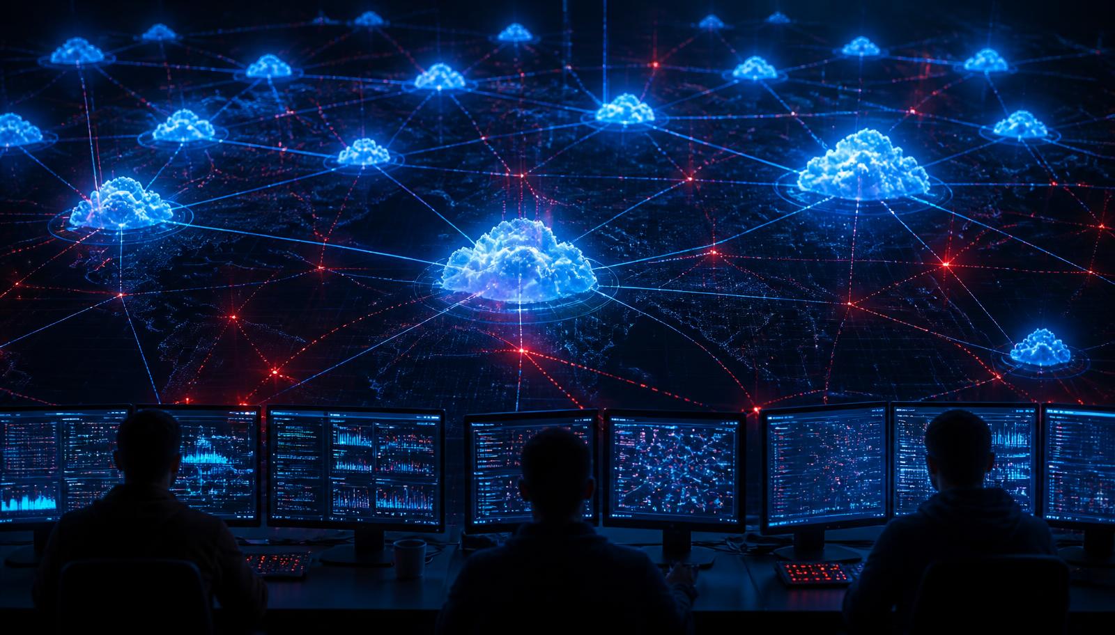 Visualisering av ett globalt moln för AI-inferens med sammankopplade datacenter
