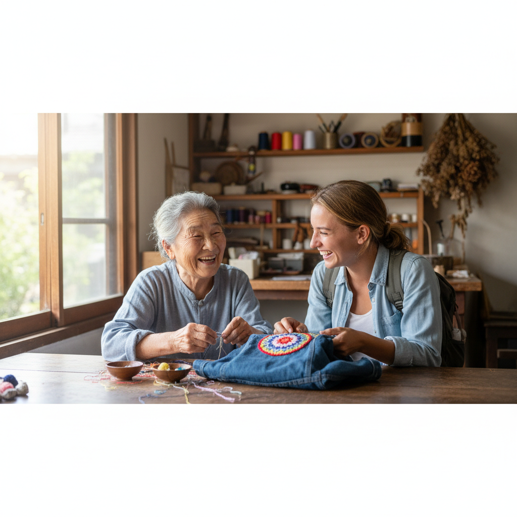 Den japanska bergsbyns broderi-akademi räddar gamla kläder och väver nya vänskapsband