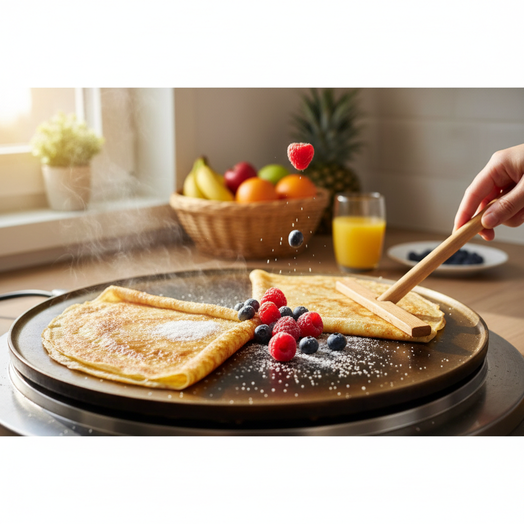 Det roterande fyrhuset i franska Bretagne blev byns gemensamma pannkakshimmel