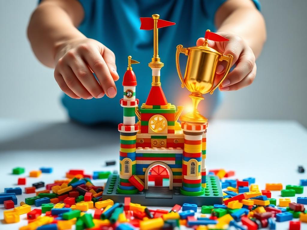 Legoborg som förvandlas till en guldpokal