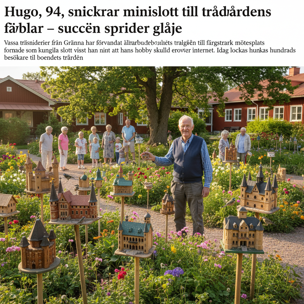 Hugo, 94, snickrar minislott till trädgårdens fåglar – succén sprider glädje