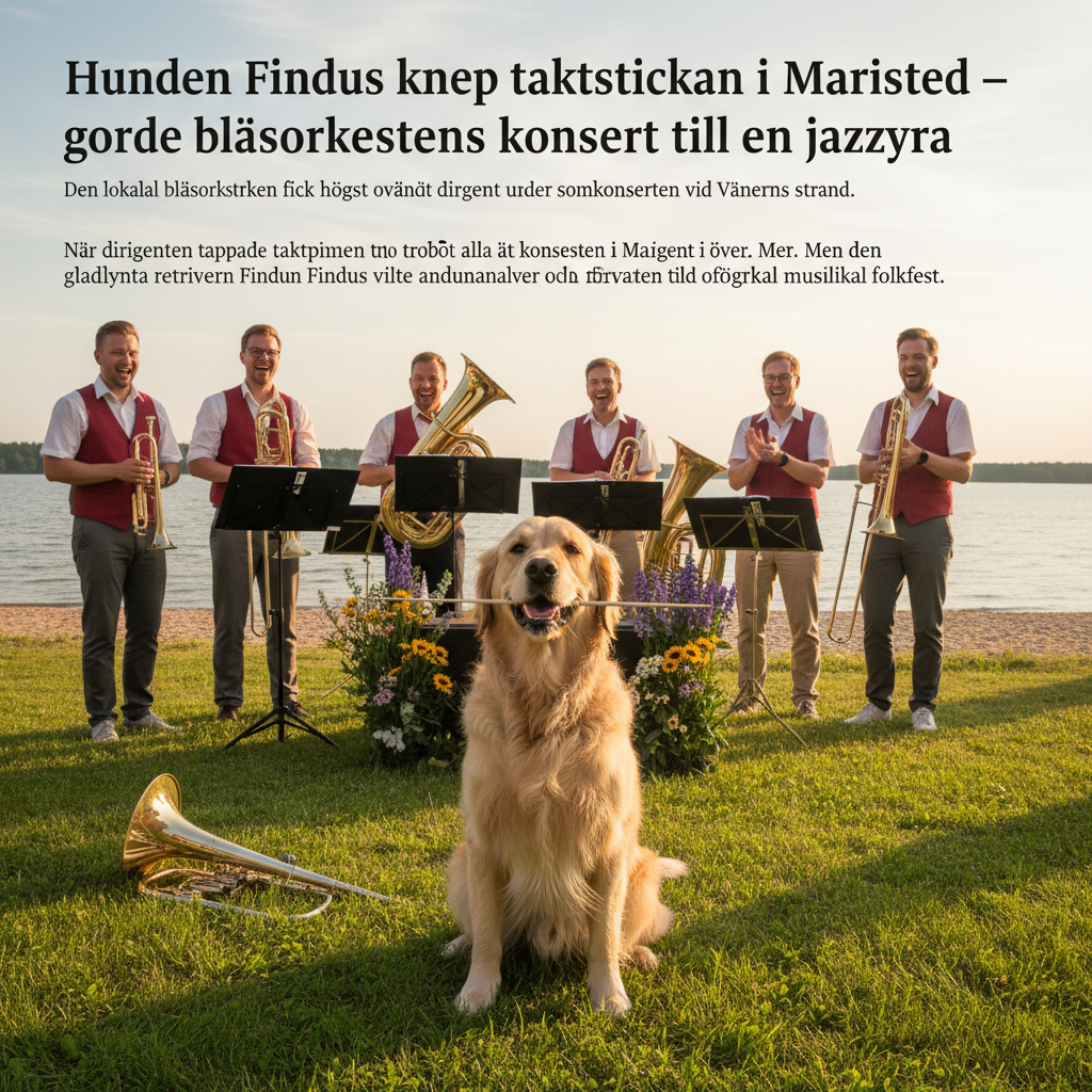 Hunden Findus knep taktstickan i Mariestad – gjorde blåsorkesterns konsert till en jazzyra