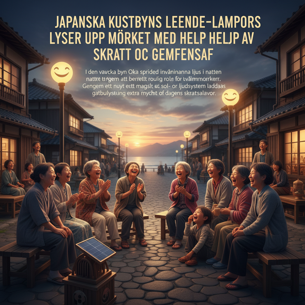 Japanska kustbyns leende-lampor lyser upp mörkret med hjälp av skratt och gemenskap