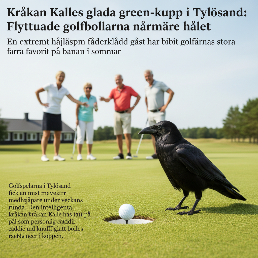 Kråkan Kalles glada green-kupp i Tylösand: Flyttade golfbollarna närmare hålet