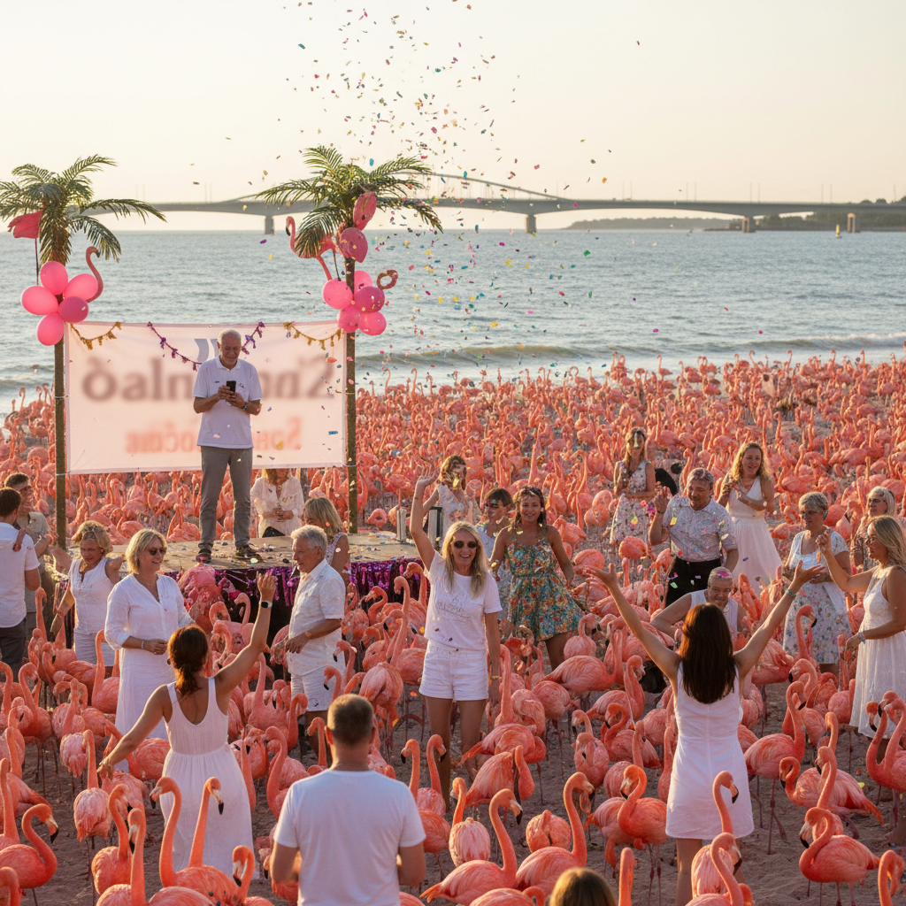 Lennarts klickfel gav hela Falkenberg sommarens gladaste flamingofest