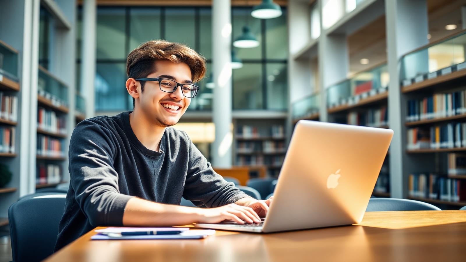 Nöjd student med MacBook Neo