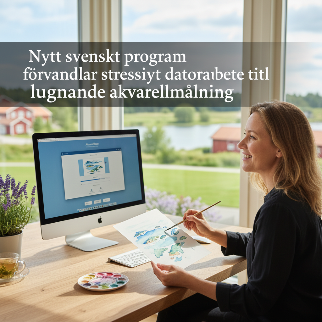 Nytt svenskt program förvandlar stressigt datorarbete till lugnande akvarellmålning