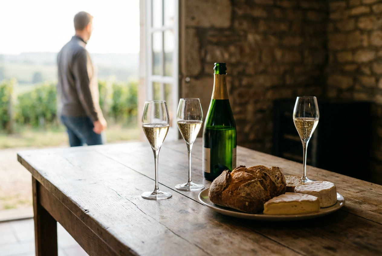 Provningsbord med champagneglas