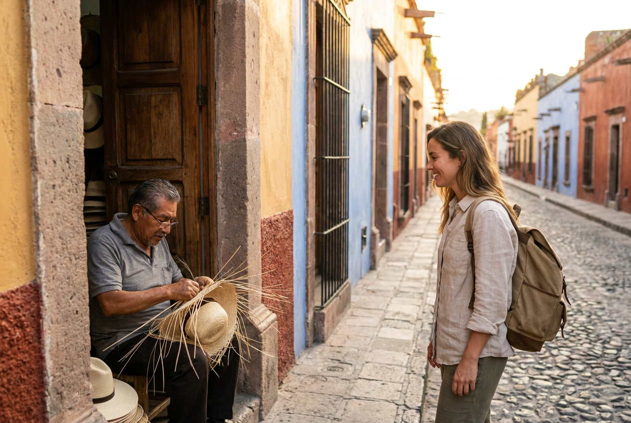 Kullerstensgata i San Miguel de Allende