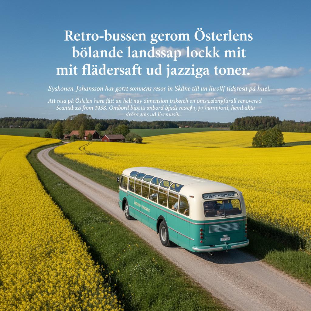 Retro-bussen genom Österlens böljande landskap lockar med flädersaft och jazziga toner