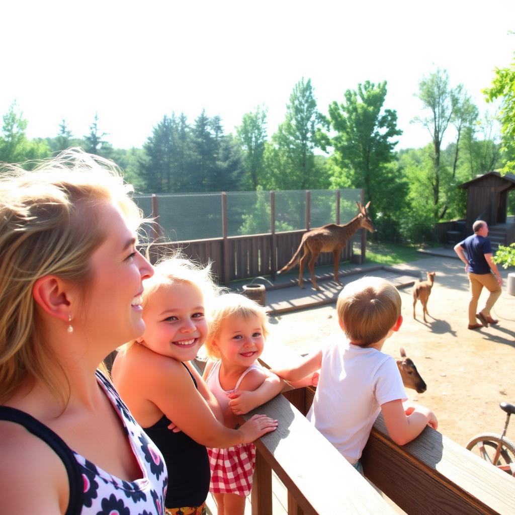 Familj njuter av en dag på Skånes Djurpark