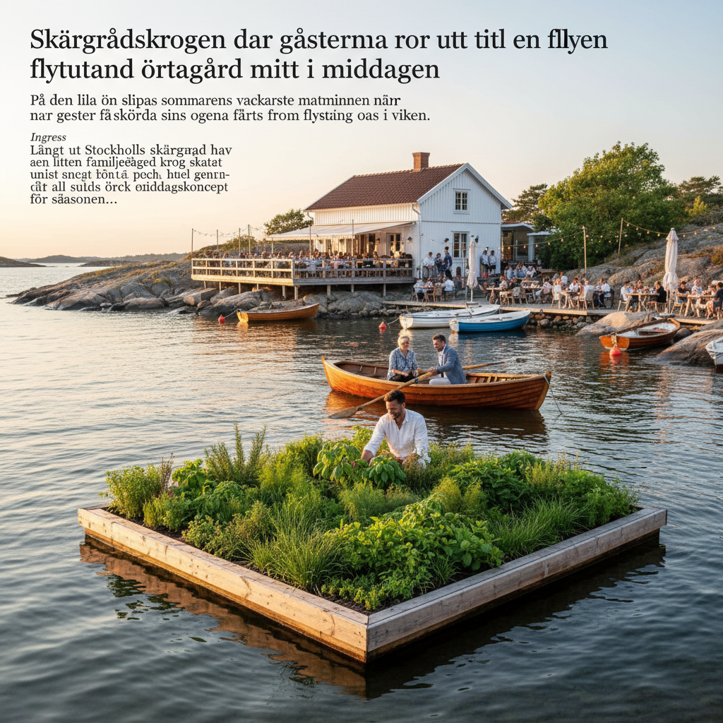 Skärgårdskrogen där gästerna ror ut till en flytande örtagård mitt i middagen