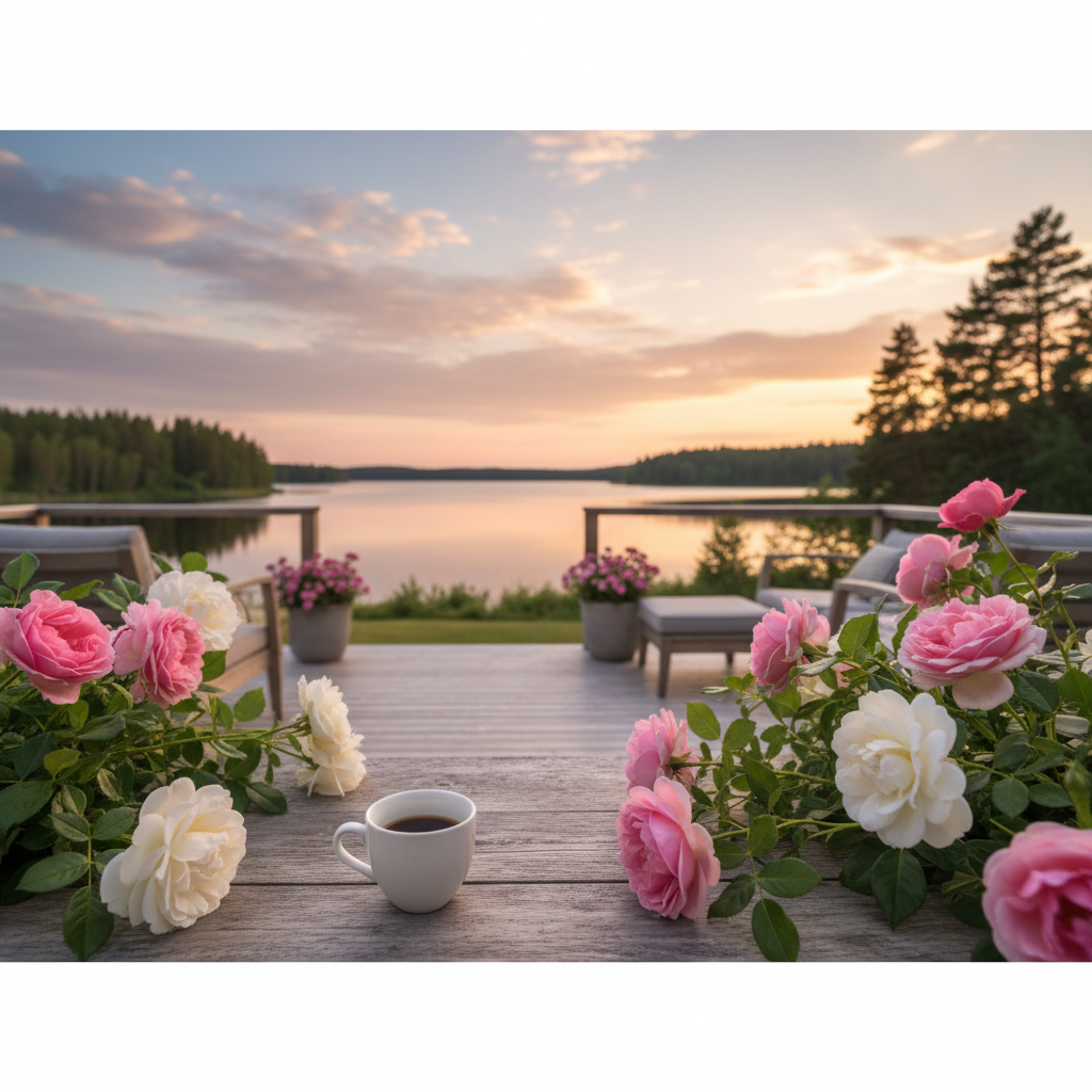 Sommarkvällens tysta symfoni under den rosa julihimmels tak