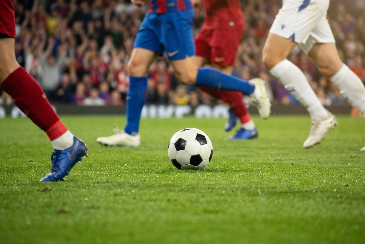 Fotboll på gräsmatta under en allsvensk match