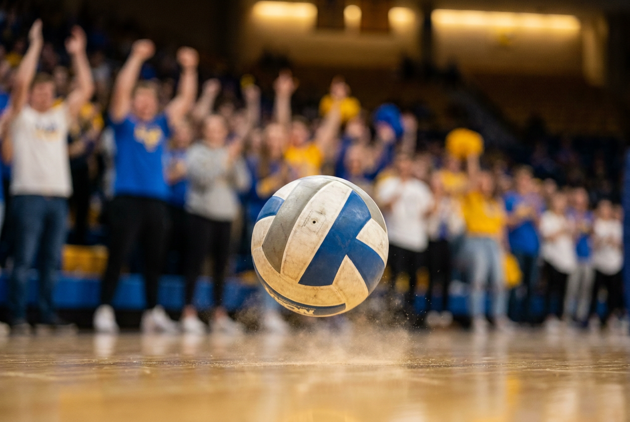 Volleyboll i en arena med publik i bakgrunden