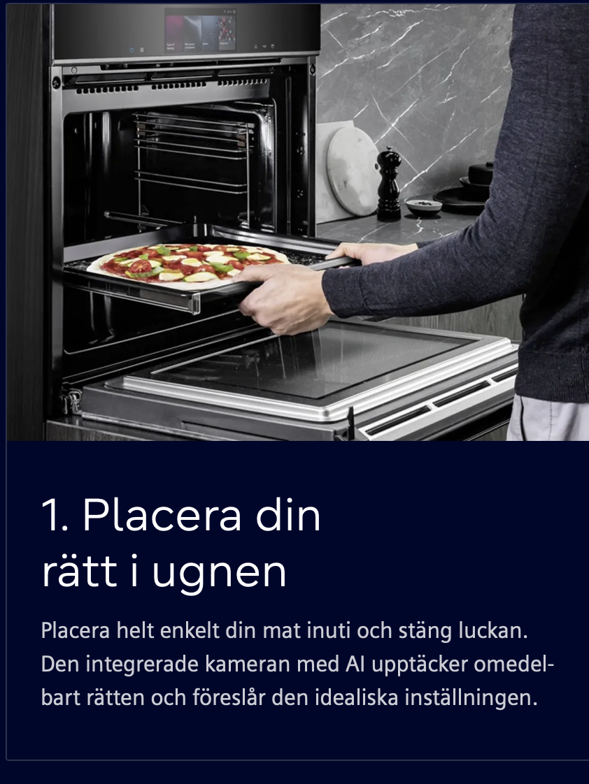 Placera rätten i ugnen – kameran känner automatiskt igen den