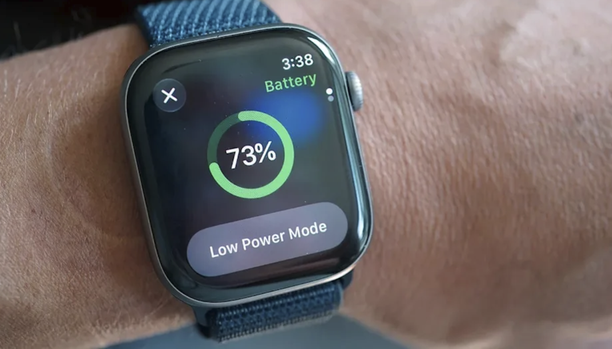 Batterivyn i Apple Watch med 73 procent laddning och Low Power Mode