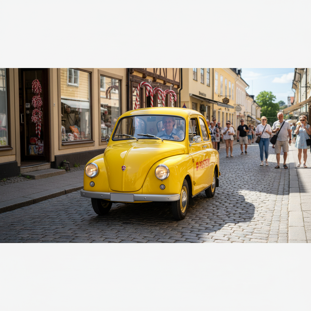 Tjorven fick nytt liv med elmotor: Bengts gula retrobil sprider tyst glädje i Gränna
