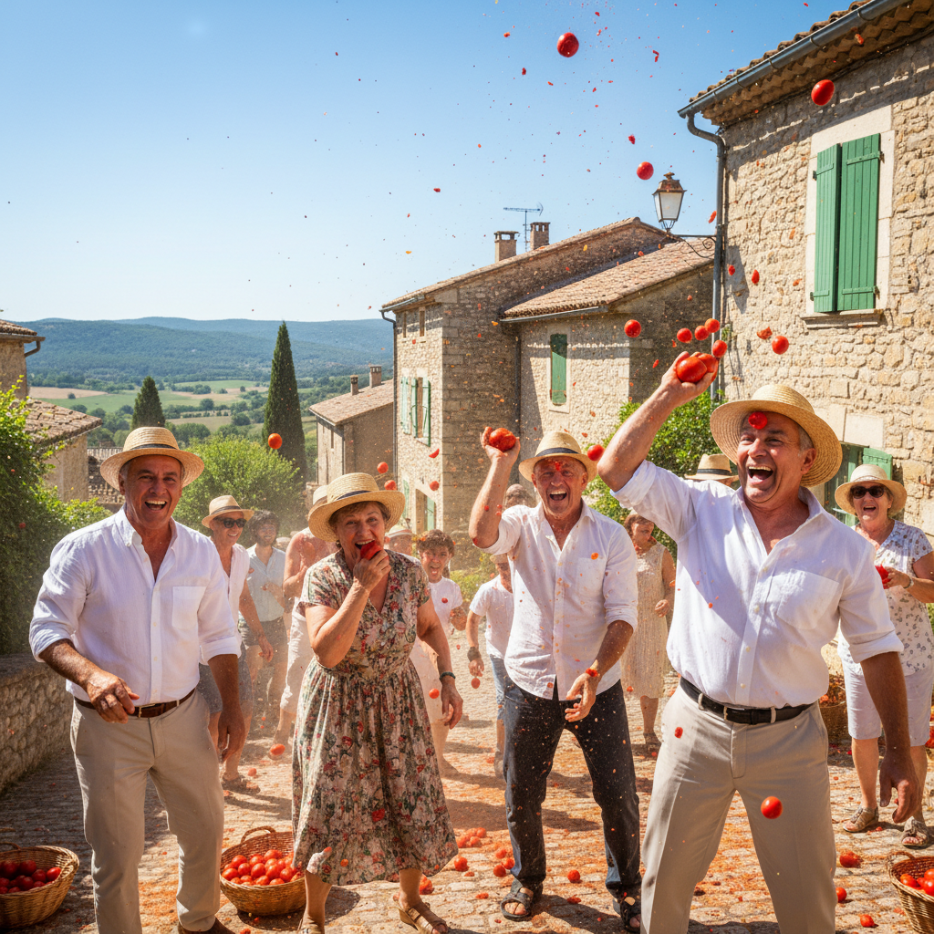 Tomatduellen i provencalska bergsbyn väckte sommarens gladaste skrattfest