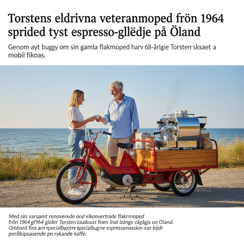 Torstens eldrivna veteranmoped från 1964 sprider tyst espresso-glädje på Öland